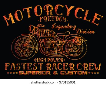 Motorcycle Superior Custom Handcrafted vector print and varsity. For t-shirt or other uses in vector.T shirt graphic