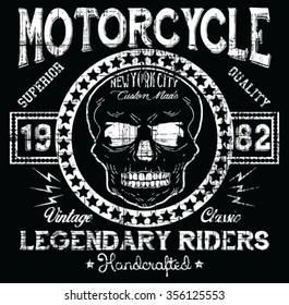 Motorcycle Superior New York City , Legendary Riders vector print and varsity. For t-shirt or other uses in vector.T shirt Graphic