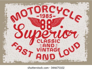Motorcycle Superior vector print and varsity. For t-shirt or other uses in vector.