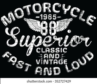 Motorcycle Superior vector print and varsity. For t-shirt or other uses in vector.