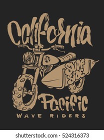 Motorcycle surfboard illustration t-shirt Graphics