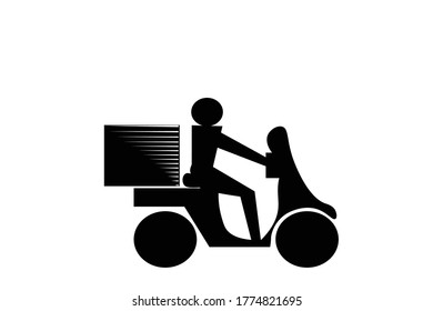 Motorcycle symbol, food delivery On a white background
