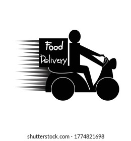 Motorcycle symbol, food delivery On a white background

