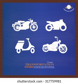Motorcycle symbol ,motorcycle icon on chalkboard.motorcycle.vector illustration.