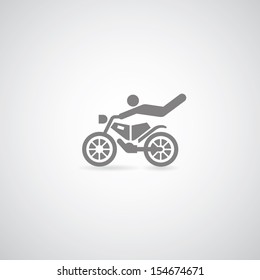 Motorcycle symbol on gray background