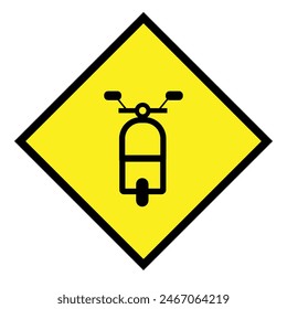 Motorcycle symbol on yellow sticker, bike riding concept