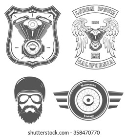 Motorcycle symbol, Set of vintage motorcycle labels, badges, logos