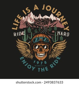 motorcycle t shirt graphic.skull and wings