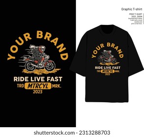 Motorcycle T shirt Oversized  Vector