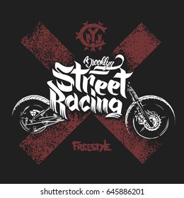 motorcycle t shirt prints vector illustration