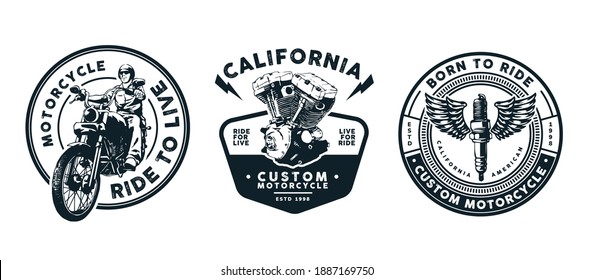 motorcycle template design for logo, badge, emblem and other