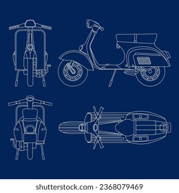 Motorcycle Template. Transportation framework doodle template. Blueprint layout. Wrap sticker, air brush, vinyl, recolor project. Vector eps 10