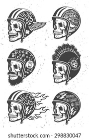 Motorcycle Themed handmade drawing helmet with skull.