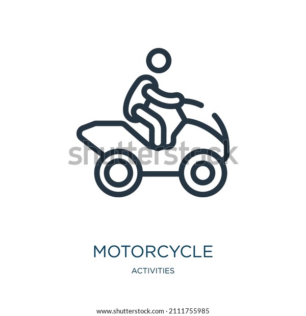 motorcycle thin line icon.\
transport, road linear icons from activities concept isolated\
outline sign. Vector illustration symbol element for web design and\
apps.