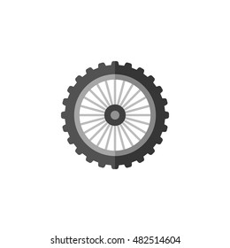 Motorcycle tire icon in flat color style. Motorcycle motorbike wheel transportation off road terrain