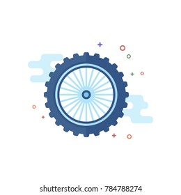 Motorcycle tire icon in outlined flat color style. Vector illustration.