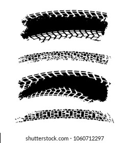 Motorcycle tire tracks vector illustration. Grunge automotive element useful for poster, print, flyer, book, booklet, brochure and leaflet design. Editable graphic image in black color