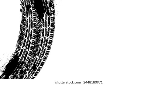 Ilustración vectorial de Pistas de neumáticos de motocicleta. Elemento automotriz de Grunge útil para el diseño de póster, impresión, volante, libro, folleto, folleto y folleto.
