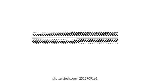 Motorcycle tire tracks vector illustration. Grunge automotive element useful for poster, print, flyer, book, booklet, brochure and leaflet design.	
