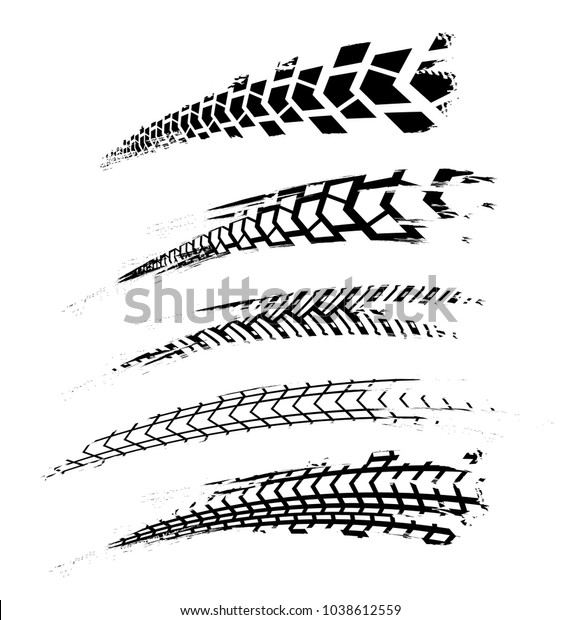 Motorcycle tire tracks vector illustration.\
Grunge automotive element useful for poster, print, flyer, brochure\
or leaflet design. Editable graphic image in black color isolated\
on a white\
background.