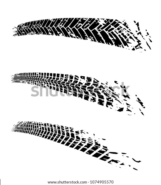 自動二輪車のタイヤトラックベクターイラスト ポスター 印刷 チラシ 本 冊子 パンフレット チラシのデザインに役立つグランジエレメント 白い背景に黒い色の編集可能なイメージ のベクター画像素材 ロイヤリティフリー