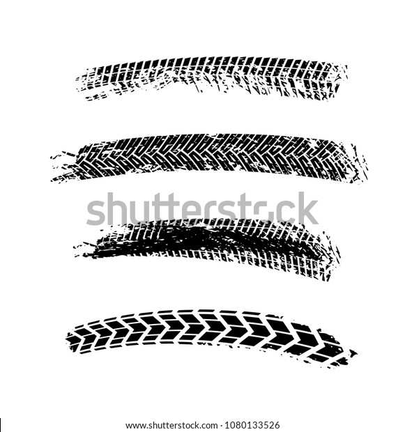 Motorcycle tire tracks vector illustration.\
Grunge automotive element useful for poster, print, flyer, book,\
booklet, brochure and leaflet design. Editable image isolated on a\
white background.