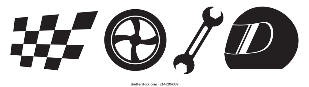 motorcycle tire trophy logo vector key and helmet silhouette suitable for motorcycle racing championship logo design on the road

