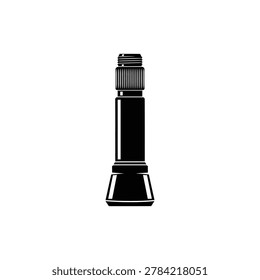 Motorcycle Tire Valve Stem Black Filled Icon. Black filled icon of a motorcycle wheel tire air valve stem