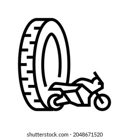 vector de icono de línea de neumáticos de motocicleta. señal de neumáticos de motocicleta. símbolo de contorno aislado ilustración negra