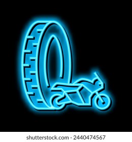 motorcycle tires neon light sign vector. motorcycle tires illustration