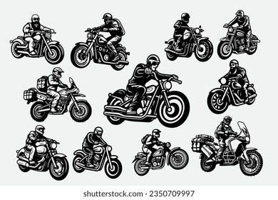 Motorcycle touring Adventure motocicleta silhouette vector aislado Vector