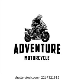 Motorcycle touring logo with masculine design style