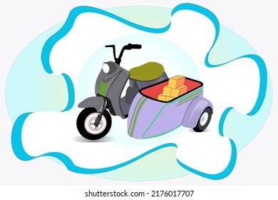 Motorcycle Trailer With White Background And Cargo Box