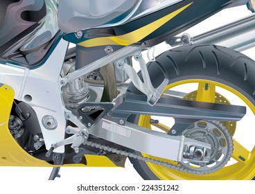 Motorcycle transmission elements - Illustration.