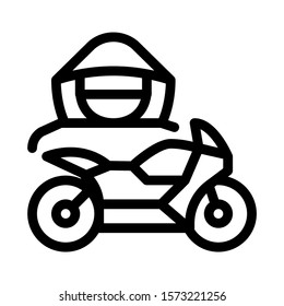 Motorcycle Transport Driver Icon Vector. Outline Motorcycle Transport Driver Sign. Isolated Contour Symbol Illustration
