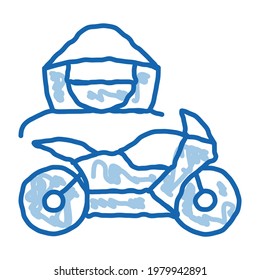 Motorcycle Transport Driver sketch icon vector. Hand drawn blue doodle line art Motorcycle Transport Driver sign. isolated symbol illustration