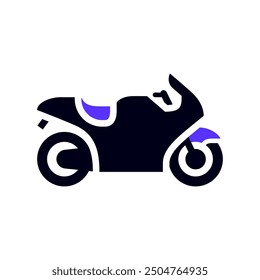Icono plano del transporte de la motocicleta, vista lateral