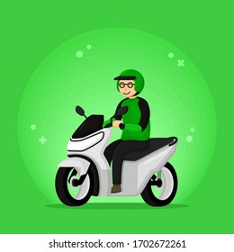 Motorcycle Transportation. Driver Motorbike Vector Illustration