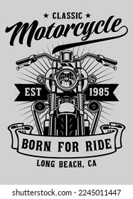 Motorcycle T-shirt Design in Black and White Style