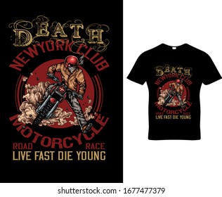 Vector de plantilla de diseño de camisetas de motocicleta.    