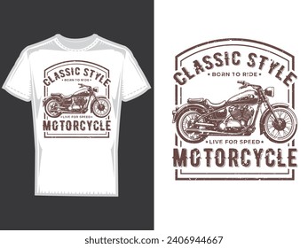 Motorcycle t-shirt design - Motorcycle vintage graphics, classic car with typography background, t-shirt design vector illustration