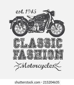 motorcycle / T-shirt graphics / motorcycle-themed graphics for textiles / classic motorcycle illustration / vintage motorcycle graphics /