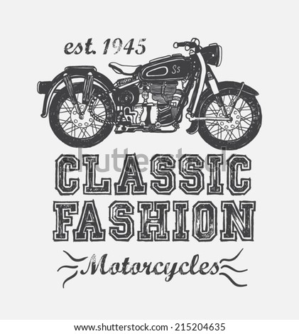 motorcycle / T-shirt graphics / motorcycle-themed graphics for textiles / classic motorcycle illustration / vintage motorcycle graphics /