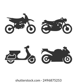 Motorcycle Type and Model Objects icons Set.