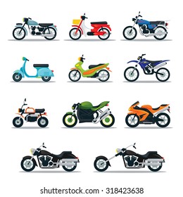 Мотоцикл типов объектов Иконки Набор, многоцветный