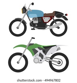 Motorcycle Types Objects Icons Set, Multicolor, vector