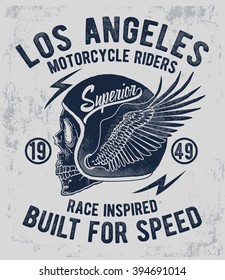 Motorcycle typography with skull illystration, t-shirt graphics, vectors