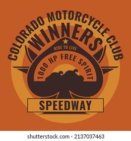 Motorcycle typography. T shirt graphics. vectors
