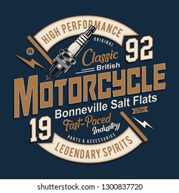 Motorcycle typography, tee shirt graphics, vectors