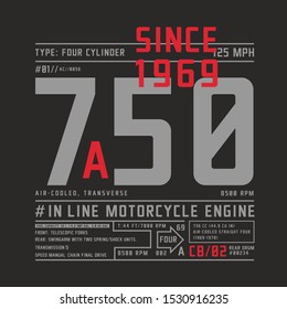 Motorcycle typography, tee shirt graphics, vectors